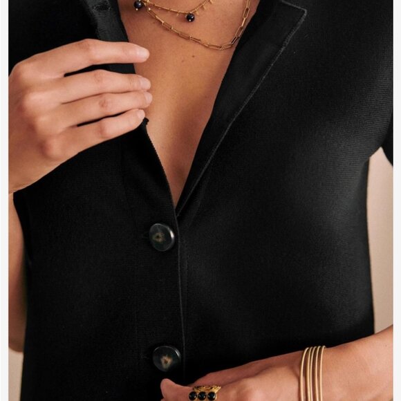 NWT Sezane Ava Mini Dress - Black Noir French Knit Autumn Causal - Picture 3 of 10